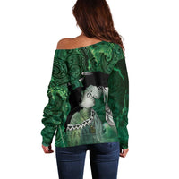New Zealand Aroha Koe Mama Off Shoulder Sweater Maori Hongi - Pounamu LT7 - Polynesian Pride