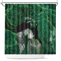 New Zealand Aroha Koe Mama Shower Curtain Maori Hongi - Pounamu LT7 Green - Polynesian Pride