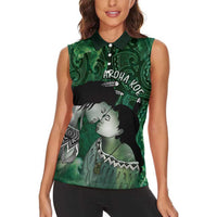 New Zealand Aroha Koe Mama Women Sleeveless Polo Shirt Maori Hongi - Pounamu LT7 - Polynesian Pride