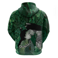 New Zealand Aroha Koe Mama Zip Hoodie Maori Hongi - Pounamu LT7 - Polynesian Pride