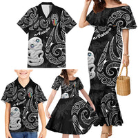 Kia Hara Te reo Maori Family Matching Mermaid Dress and Hawaiian Shirt Manaia Moko Pattern LT7 - Polynesian Pride