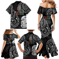 Kia Hara Te reo Maori Family Matching Mermaid Dress and Hawaiian Shirt Manaia Moko Pattern LT7 - Polynesian Pride