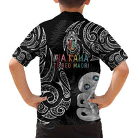 Kia Hara Te reo Maori Family Matching Puletasi and Hawaiian Shirt Manaia Moko Pattern LT7 - Polynesian Pride