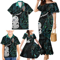 Kia Hara Te reo Maori Family Matching Mermaid Dress and Hawaiian Shirt Manaia Moko Mix Paua Shell LT7 - Polynesian Pride