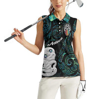 Kia Hara Te reo Maori Women Sleeveless Polo Shirt Manaia Moko Mix Paua Shell LT7 - Polynesian Pride