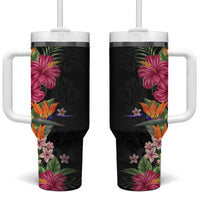 Hawaii Flowers Tribal Pattern Tumbler With Handle