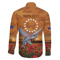 Cook Islands ANZAC Day Personalised Family Matching Off Shoulder Long Sleeve Dress and Hawaiian Shirt with Poppy Field LT9 - Polynesian Pride