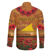 Tokelau ANZAC Day Personalised Family Matching Off Shoulder Long Sleeve Dress and Hawaiian Shirt with Poppy Field LT9 - Polynesian Pride