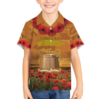 Tokelau ANZAC Day Personalised Family Matching Tank Maxi Dress and Hawaiian Shirt with Poppy Field LT9 Son's Shirt Art - Polynesian Pride
