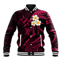 Hawaii Baseball Jacket Niihau Islands Polynesian Sunset Plumeria Pink Vibe LT9 Unisex Pink - Polynesian Pride