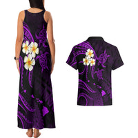 Polynesian Hawaii Couples Matching Tank Maxi Dress And Hawaiian Shirt Niihau Islands with Pacific Plumeria Purple Vibe LT9 - Polynesian Pride