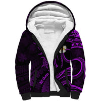 Polynesian Hawaii Sherpa Hoodie Niihau Islands with Pacific Plumeria Purple Vibe LT9 Unisex Purple - Polynesian Pride