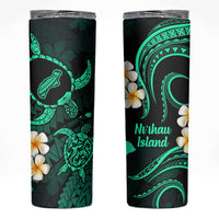 Hawaii Ni'ihau Islands Pacific Plumeria Skinny Tumbler Turquoise Polynesian Tattoo LT9 Turquoise - Polynesian Pride