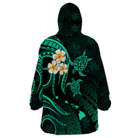 Polynesian Hawaii Wearable Blanket Hoodie Niihau Islands with Pacific Plumeria Turquoise Vibe LT9 - Polynesian Pride
