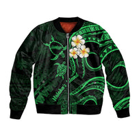 Hawaii Bomber Jacket Molokai Islands Polynesian Sunset Plumeria Green Vibe LT9 Unisex Green - Polynesian Pride