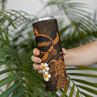 Hawaii Molokai Islands Pacific Plumeria Skinny Tumbler Gold Polynesian Tattoo LT9 - Polynesian Pride