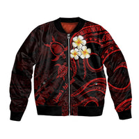 Polynesian Hawaii Bomber Jacket Lanai Islands with Pacific Plumeria Red Vibe LT9 Unisex Red - Polynesian Pride