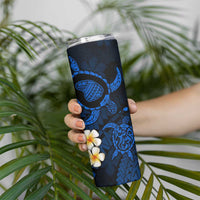 Hawaii Lanai Islands Pacific Plumeria Skinny Tumbler Blue Polynesian Tattoo LT9 - Polynesian Pride