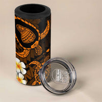 Hawaii Lanai Islands Pacific Plumeria 4 in 1 Can Cooler Tumbler Gold Polynesian Tattoo LT9 - Polynesian Pride