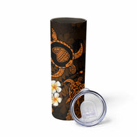 Hawaii Lanai Islands Pacific Plumeria Skinny Tumbler Gold Polynesian Tattoo LT9 - Polynesian Pride