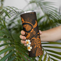 Hawaii Lanai Islands Pacific Plumeria Skinny Tumbler Gold Polynesian Tattoo LT9 - Polynesian Pride