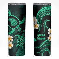 Hawaii Lanai Islands Pacific Plumeria Skinny Tumbler Turquoise Polynesian Tattoo LT9 Turquoise - Polynesian Pride