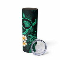 Hawaii Lanai Islands Pacific Plumeria Skinny Tumbler Turquoise Polynesian Tattoo LT9 - Polynesian Pride