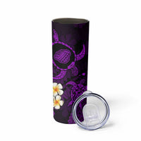 Hawaii Kauai Islands Pacific Plumeria Skinny Tumbler Purple Polynesian Tattoo LT9 - Polynesian Pride