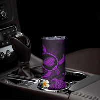 Hawaii Kauai Islands Pacific Plumeria Skinny Tumbler Purple Polynesian Tattoo LT9 - Polynesian Pride