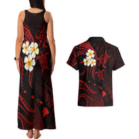 Polynesian Hawaii Couples Matching Tank Maxi Dress And Hawaiian Shirt Kauai Islands with Pacific Plumeria Red Vibe LT9 - Polynesian Pride