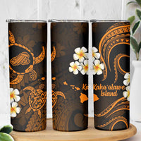 Hawaii Kahoolawe Islands Pacific Plumeria Skinny Tumbler Gold Polynesian Tattoo LT9 - Polynesian Pride