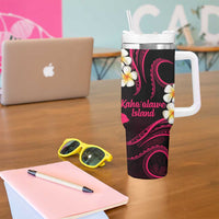 Hawaii Kahoolawe Islands Pacific Plumeria Tumbler With Handle Pink Polynesian Tattoo