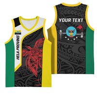 Personalised PNG Hela Province Basketball Jersey Bird of Paradise Tattoo Flag Motif LT9 - Polynesian Pride