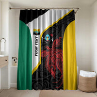 Personalised PNG Hela Province Bathroom Set Bird of Paradise Tattoo Flag Motif LT9 Shower Curtain Only Yellow - Polynesian Pride