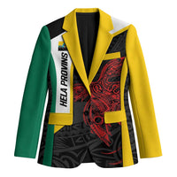 Personalised PNG Hela Province Blazer Bird of Paradise Tattoo Flag Motif LT9 Unisex Yellow - Polynesian Pride