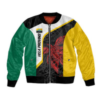 Personalised PNG Hela Province Bomber Jacket Bird of Paradise Tattoo Flag Motif LT9 Unisex Yellow - Polynesian Pride