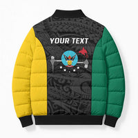 Personalised PNG Hela Province Bomber Puffer Jacket Bird of Paradise Tattoo Flag Motif LT9 - Polynesian Pride
