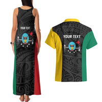 Personalised PNG Hela Province Couples Matching Tank Maxi Dress and Hawaiian Shirt Bird of Paradise Tattoo Flag Motif LT9 - Polynesian Pride