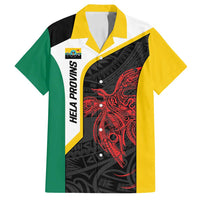 Personalised PNG Hela Province Family Matching Off Shoulder Maxi Dress and Hawaiian Shirt Bird of Paradise Tattoo Flag Motif LT9 Dad's Shirt - Short Sleeve Yellow - Polynesian Pride