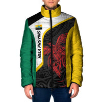 Personalised PNG Hela Province Padded Jacket Bird of Paradise Tattoo Flag Motif LT9 Men Yellow - Polynesian Pride