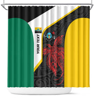 Personalised PNG Hela Province Shower Curtain Bird of Paradise Tattoo Flag Motif LT9 Yellow - Polynesian Pride
