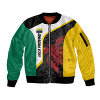 Personalised PNG Hela Province Sleeve Zip Bomber Jacket Bird of Paradise Tattoo Flag Motif LT9 Unisex Yellow - Polynesian Pride
