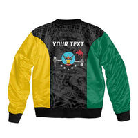 Personalised PNG Hela Province Sleeve Zip Bomber Jacket Bird of Paradise Tattoo Flag Motif LT9 - Polynesian Pride