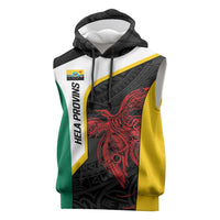 Personalised PNG Hela Province Sleeveless Hoodie Bird of Paradise Tattoo Flag Motif LT9 Yellow - Polynesian Pride