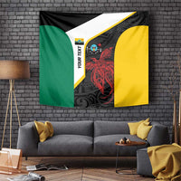 Personalised PNG Hela Province Tapestry Bird of Paradise Tattoo Flag Motif LT9 Yellow - Polynesian Pride