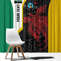 Personalised PNG Hela Province Window Curtain Bird of Paradise Tattoo Flag Motif LT9 - Polynesian Pride