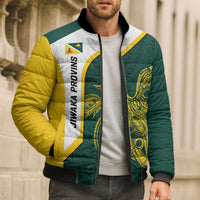Personalised PNG Jiwaka Province Bomber Puffer Jacket Bird of Paradise Tattoo Flag Motif LT9 - Polynesian Pride
