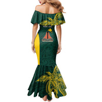 Personalised PNG Jiwaka Province Family Matching Mermaid Dress and Hawaiian Shirt Bird of Paradise Tattoo Flag Motif LT9 - Polynesian Pride