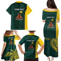 Personalised PNG Jiwaka Province Family Matching Puletasi and Hawaiian Shirt Bird of Paradise Tattoo Flag Motif LT9 - Polynesian Pride