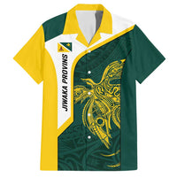 Personalised PNG Jiwaka Province Family Matching Tank Maxi Dress and Hawaiian Shirt Bird of Paradise Tattoo Flag Motif LT9 Dad's Shirt - Short Sleeve Green - Polynesian Pride